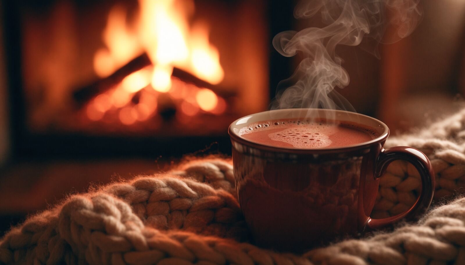 Au chaud près d'un feu de bois