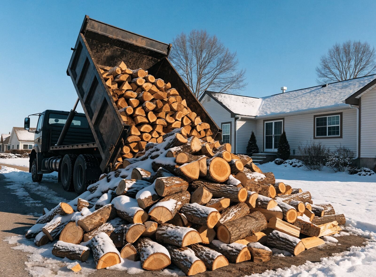 Bulk firewood ready for truckload delivery